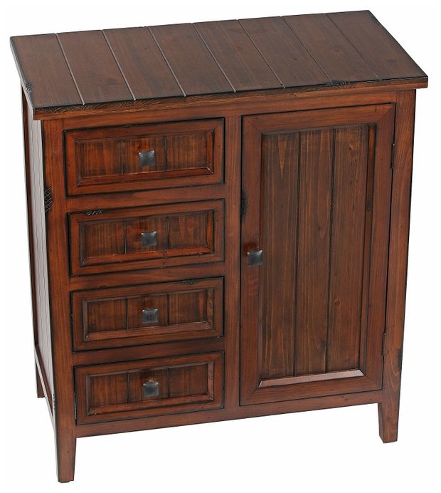 4-Drawer 1-Door Wood Chest