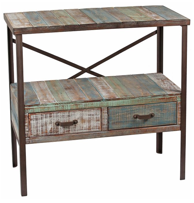 Distressed Paint 2-Drawer Sofa Table