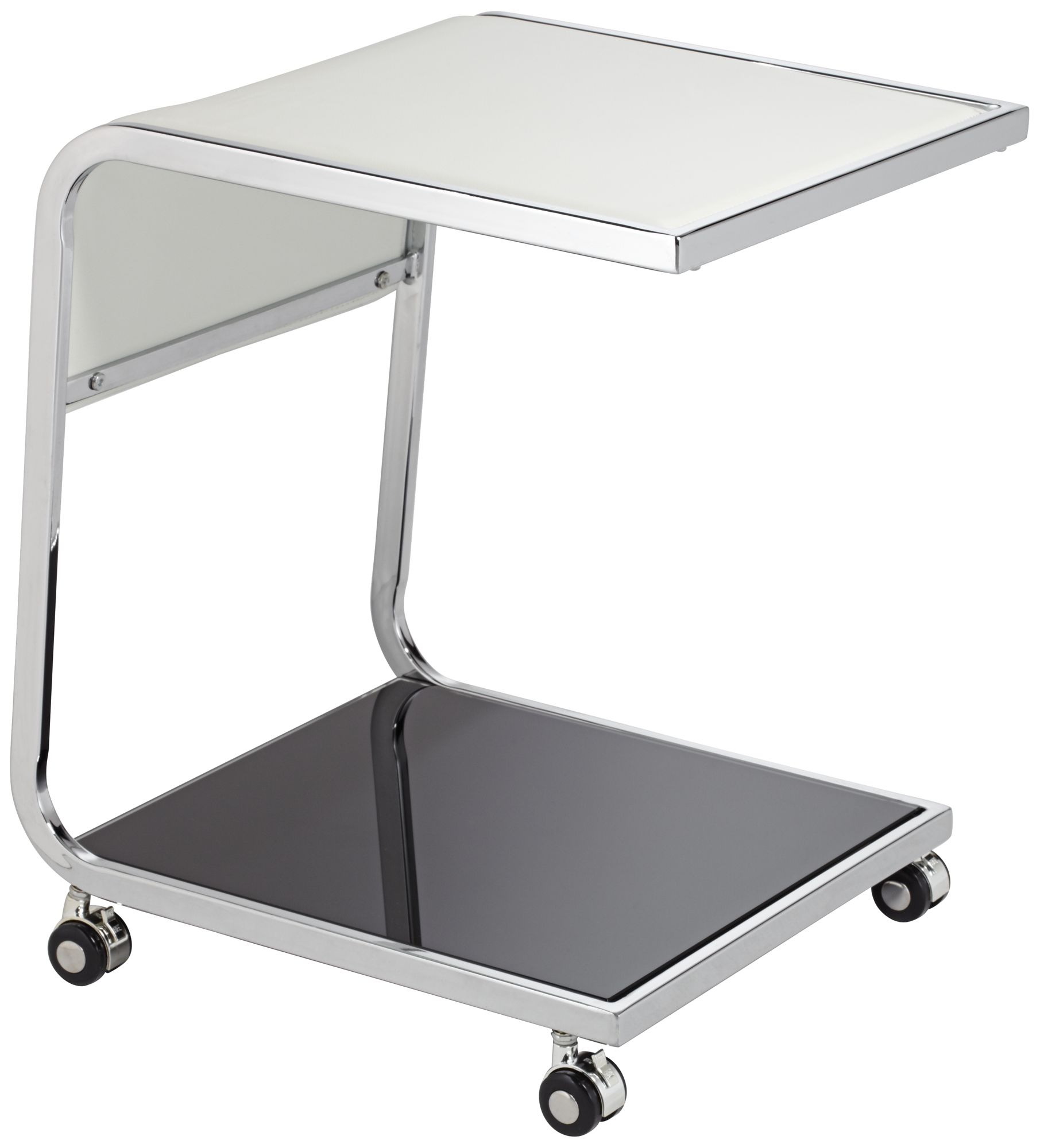 Jay Off-White Leather Modern Side Table