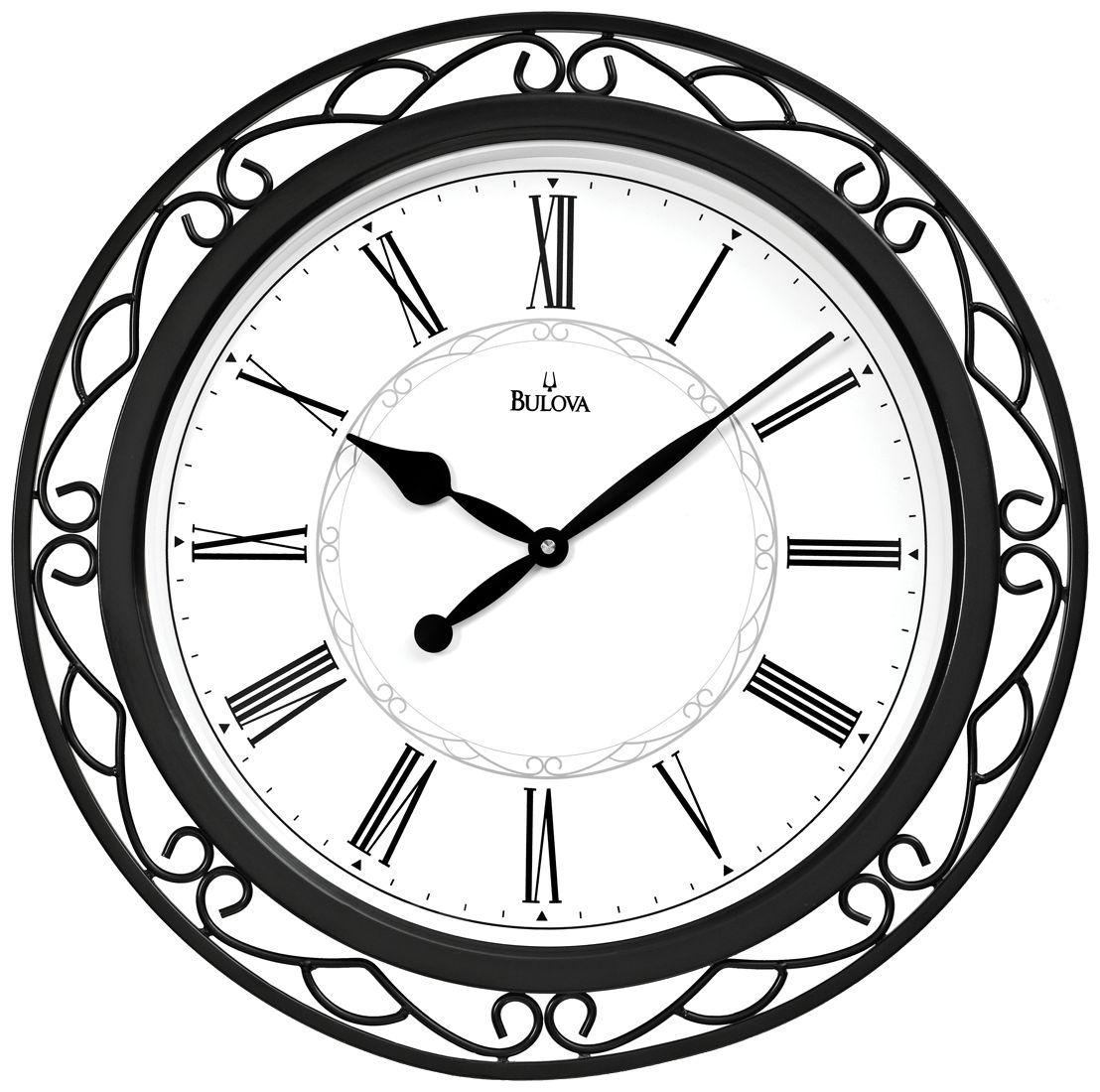 Bulova Easton 22" Round Wrought Iron Wall Clock