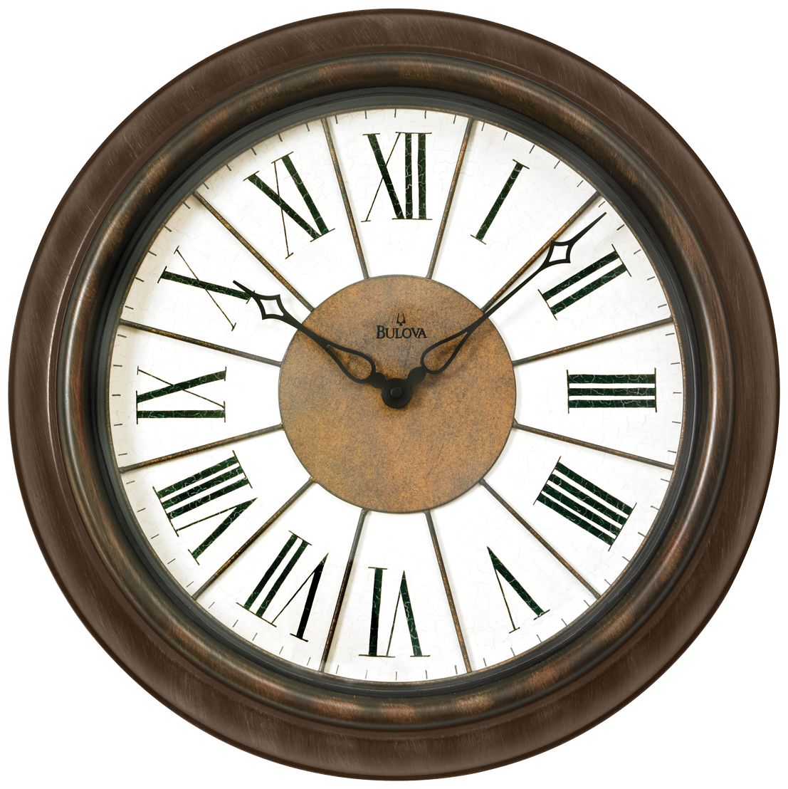 Bulova Newington 18" Round Antique Bronze Wall Clock