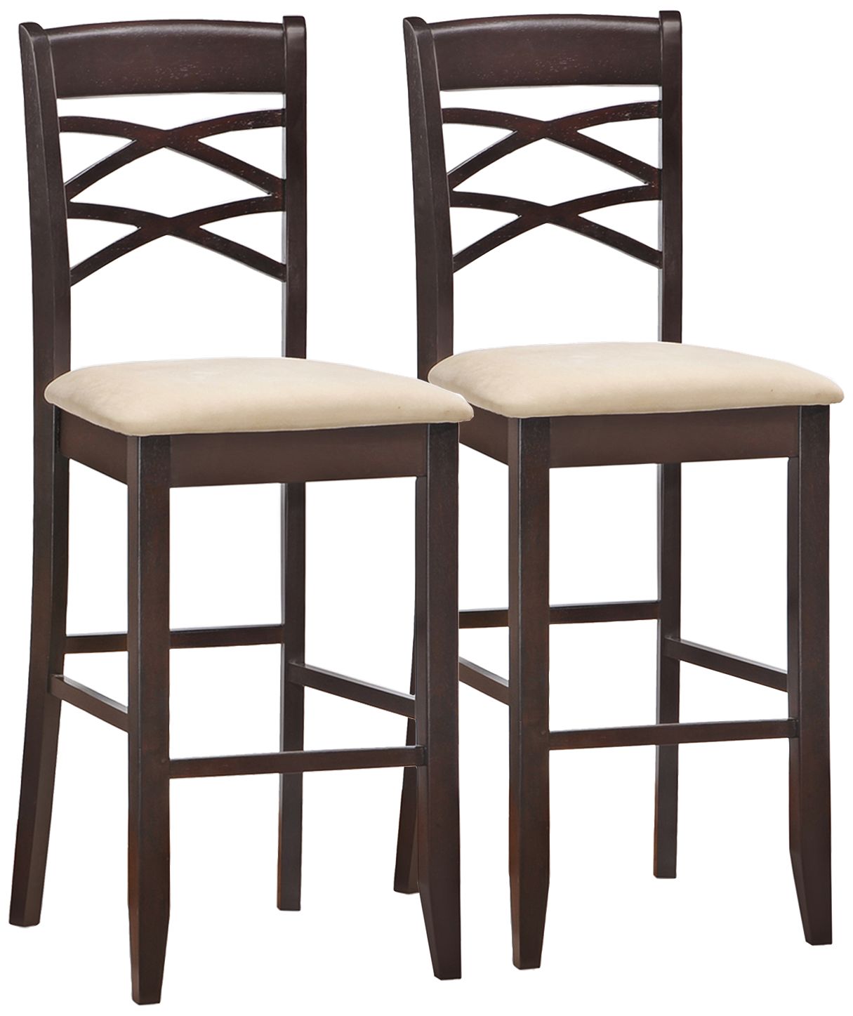Set of 2 Beige Crossback Bar Stools
