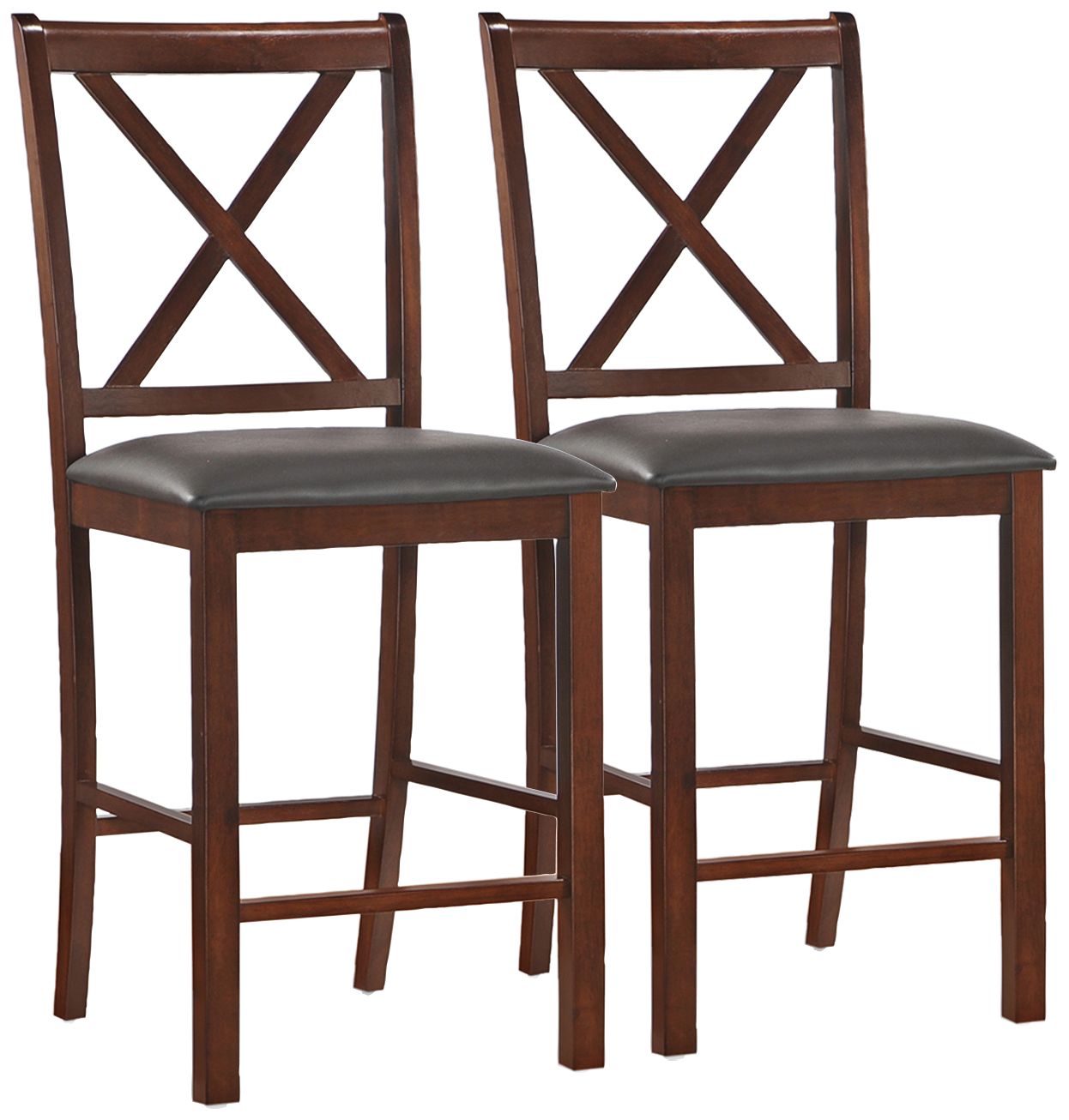 Set of 2 Ebony Crossback Counter Stools