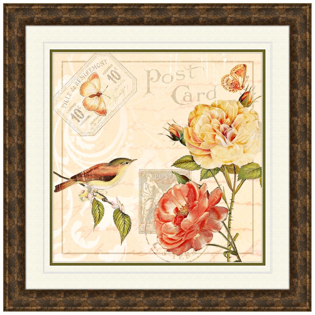 Ivory Floral I 19 1/2" Square Framed Wall Art Print