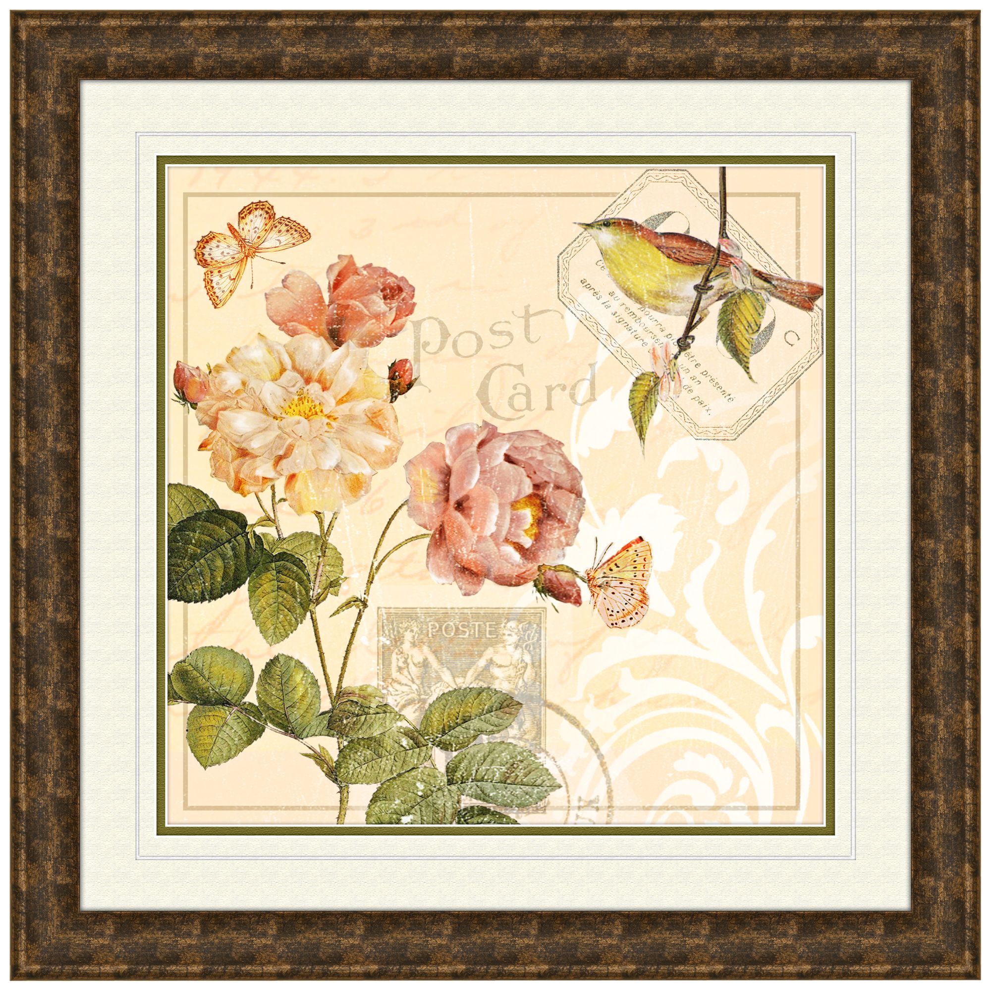 Ivory Floral II 19 1/2" Square Framed Wall Art Print