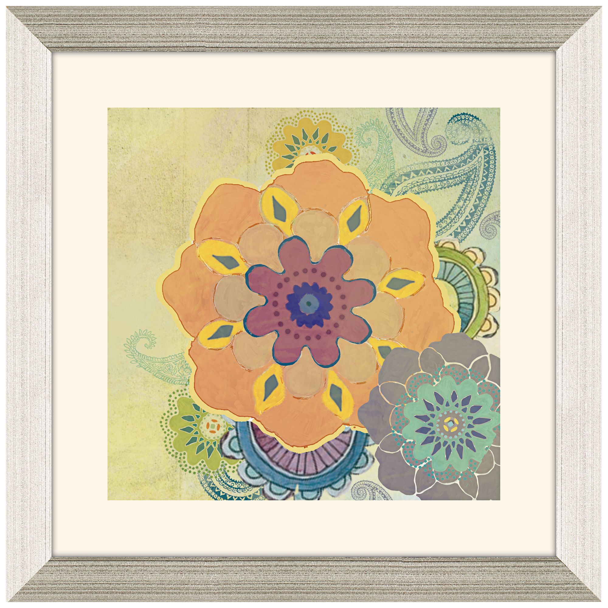 Floral II 23" Square Framed Wall Art Print