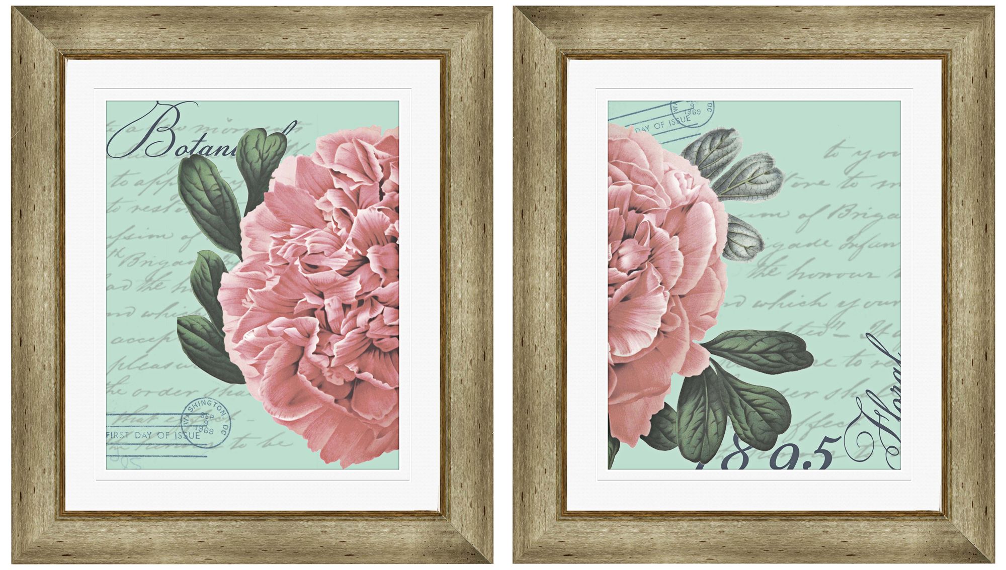 Set of 2 Botanical Flower 29 1/4" High Framed Art Prints