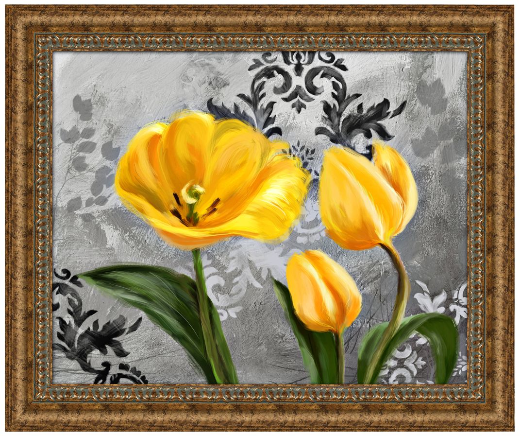 Yellow Tulips I 36 3/4" Wide Framed Floral Wall Art Print