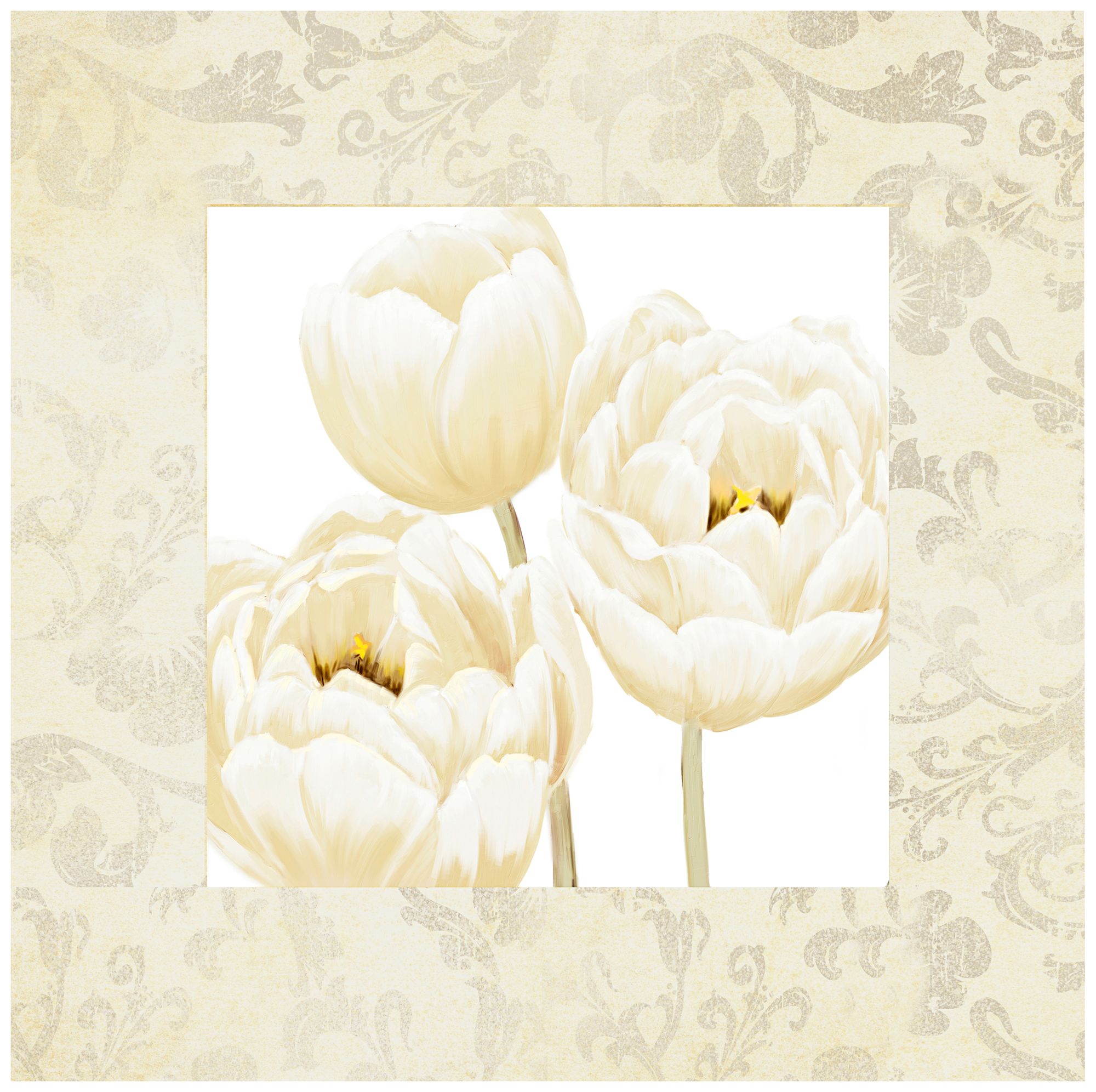 White Poppies II 26" Square Canvas Floral Wall Art Print