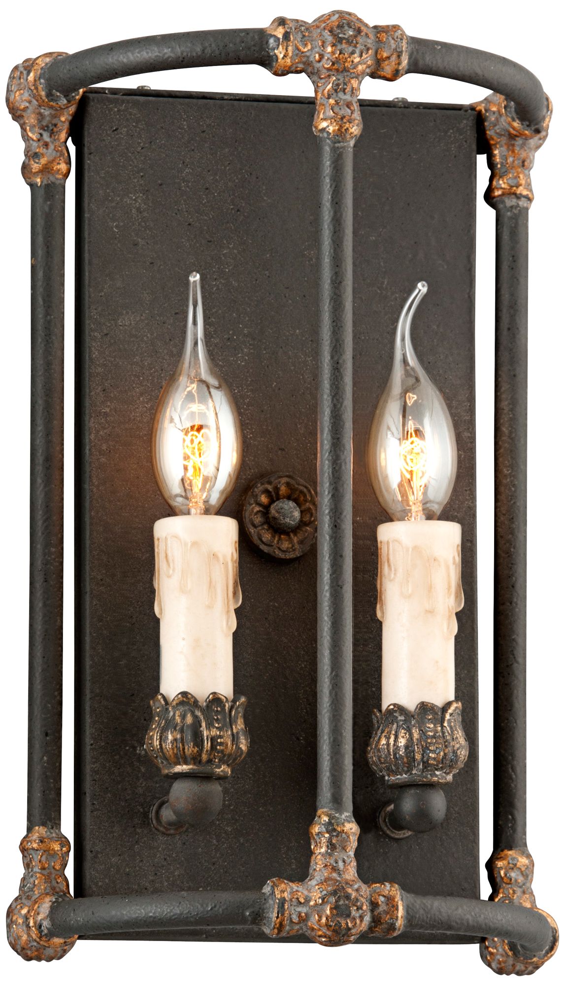 Surrey Collection 13 3/4" High Distressed Black Wall Sconce