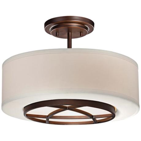 City Club 15" Wide Brushed Bronze Semi-Flush Ceiling Light