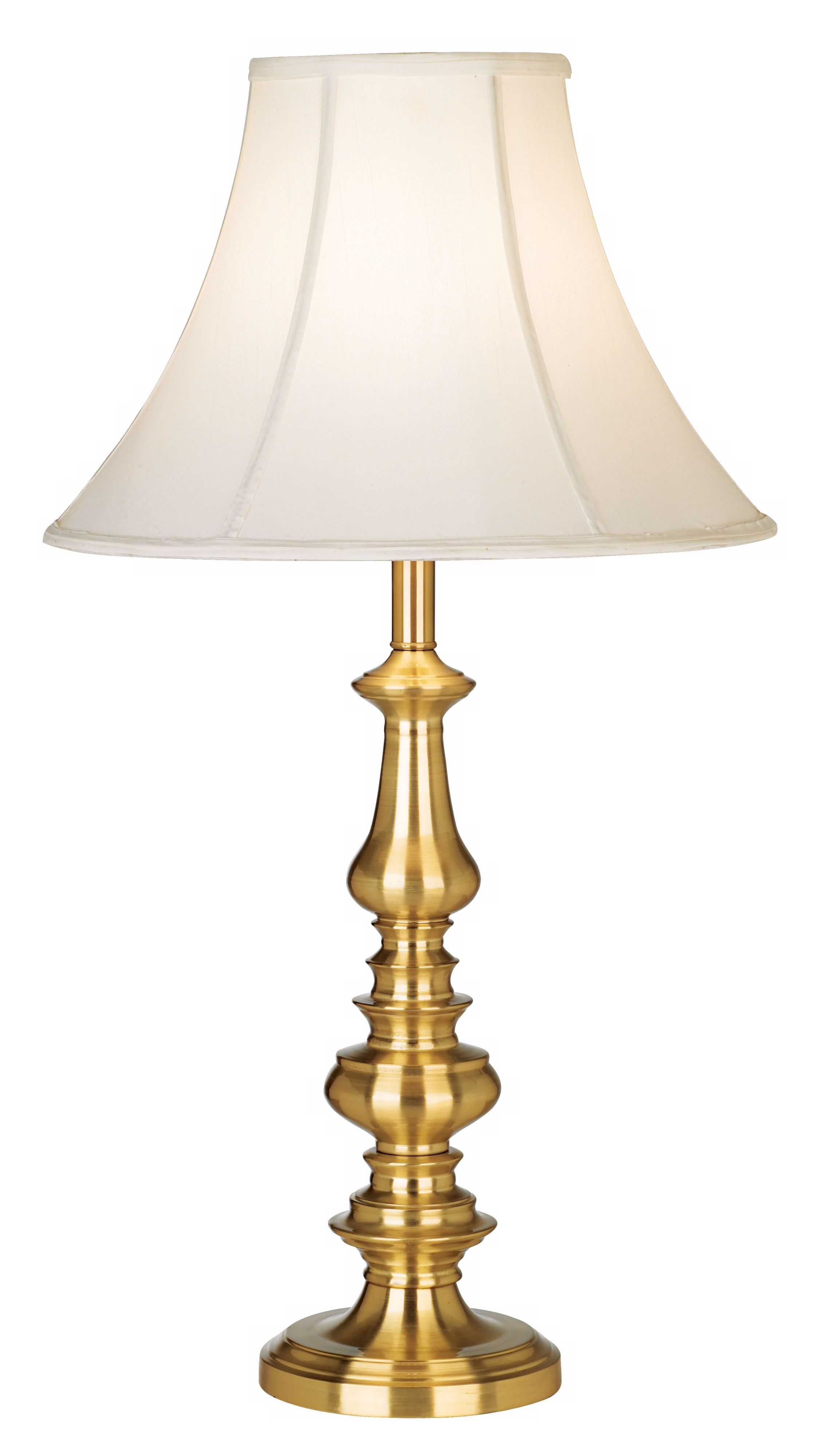 Tall Satin Brass Finish Candlestick Base Table Lamp