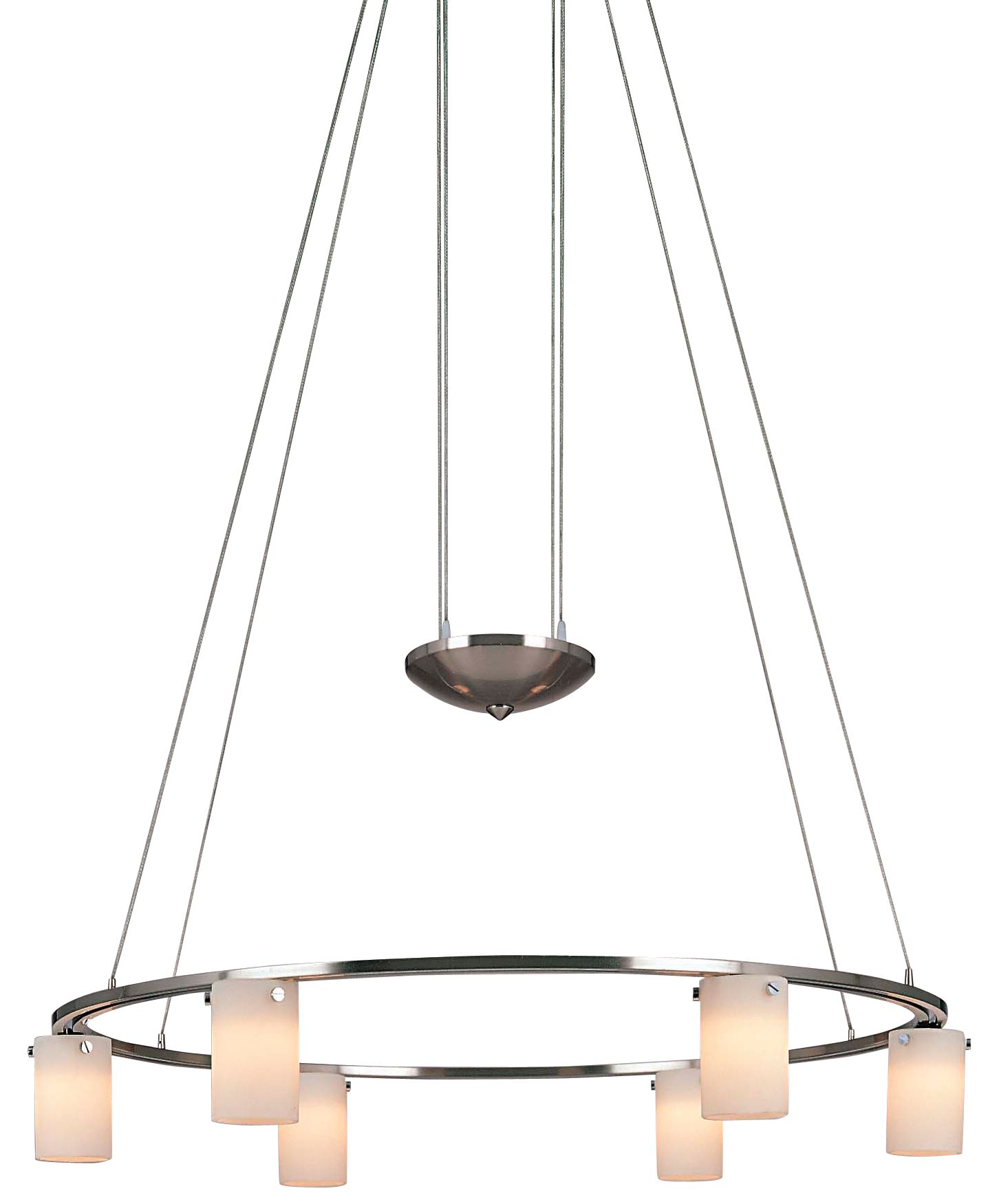 George Kovacs Six Light Opal Etched Glass Chandelier