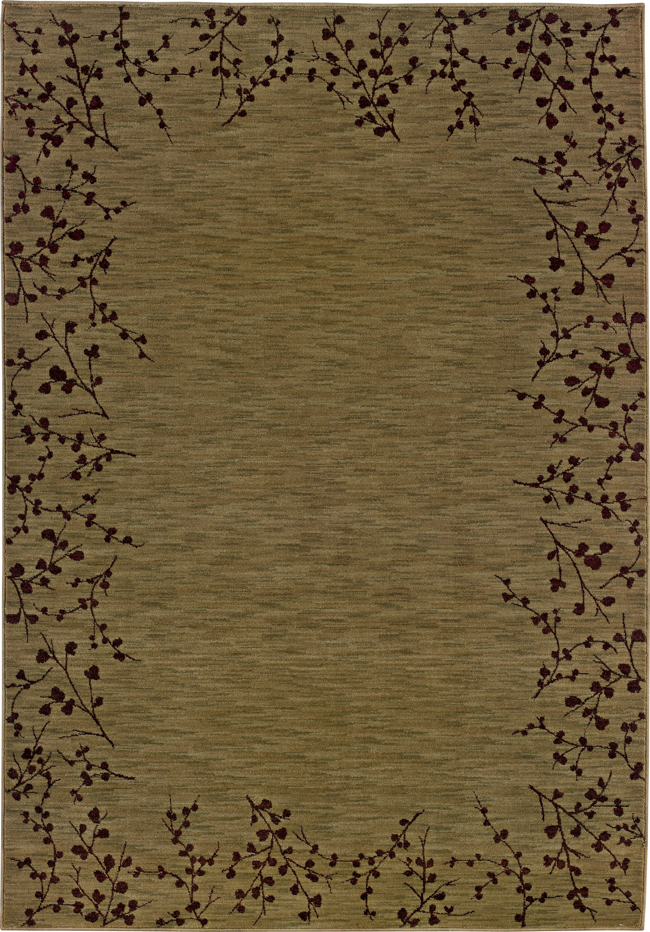 Cherry Blossom Border Green Area Rug
