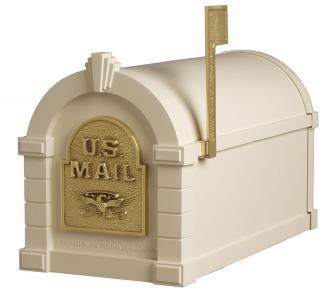 Almond with Polished Brass Keystone Mailbox 30808