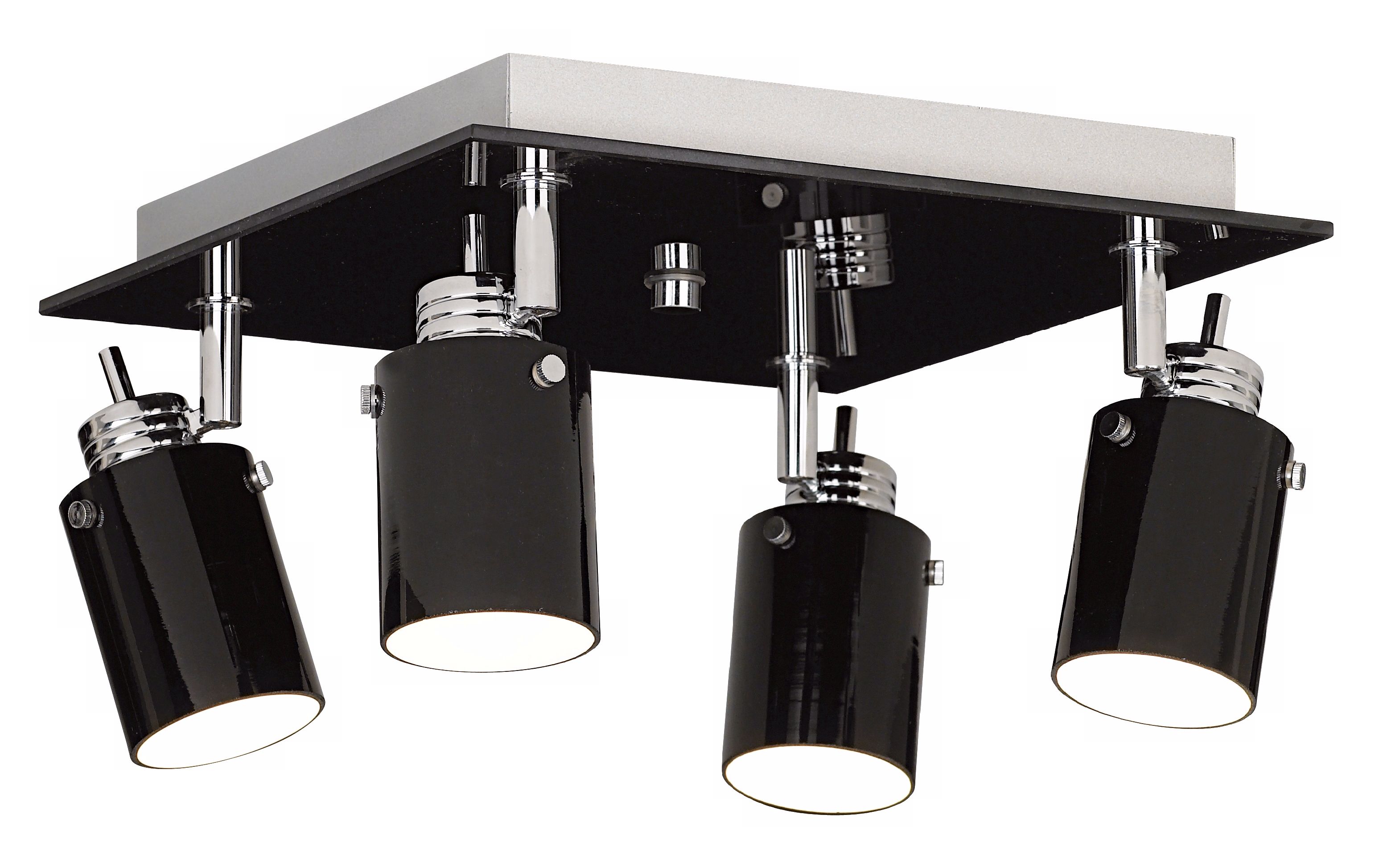 Black Glass 4-Light Energy Efficient Ceiling Fixture