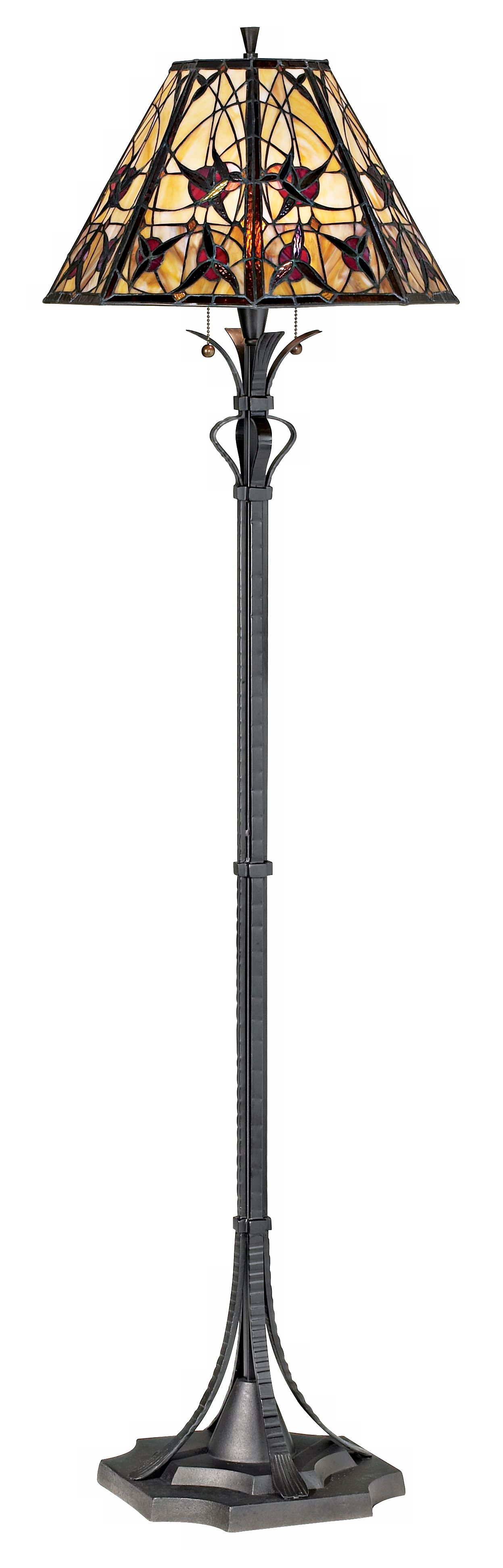 Quoizel Crimson and Yellow Tiffany-Style Floor Lamp