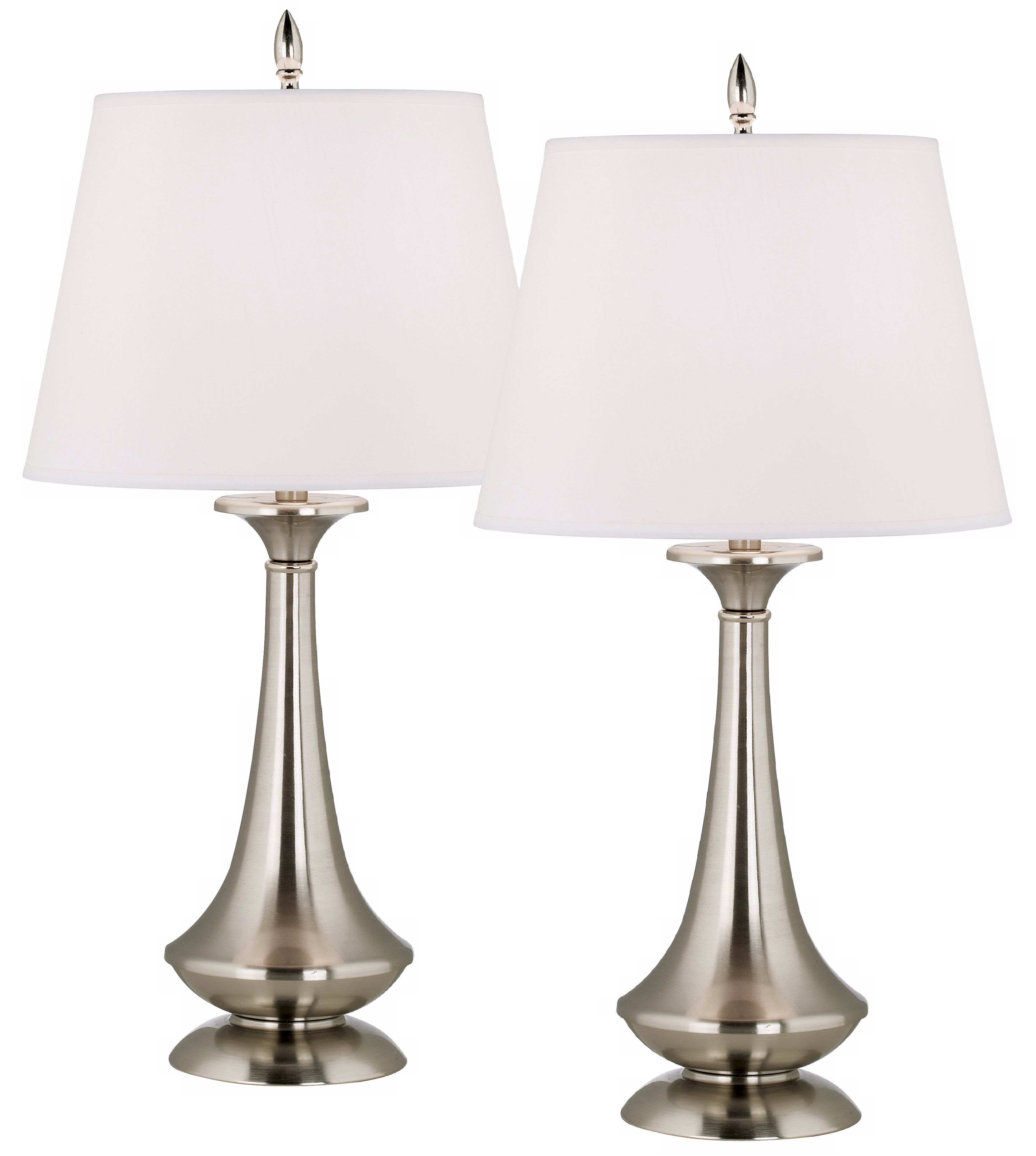 Set of Two Modern Brushed Steel Touch Table Lamps