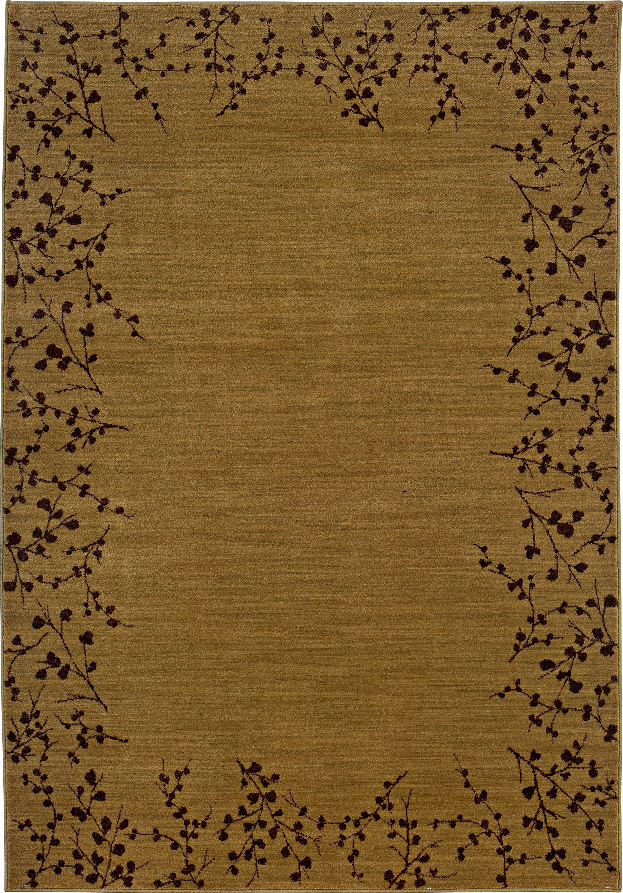 Cherry Blossom Border Gold Area Rug