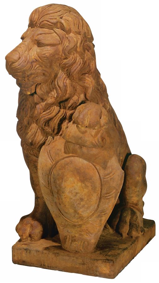 Henri Studios Lion Left Paw on Shield Garden Sculpture