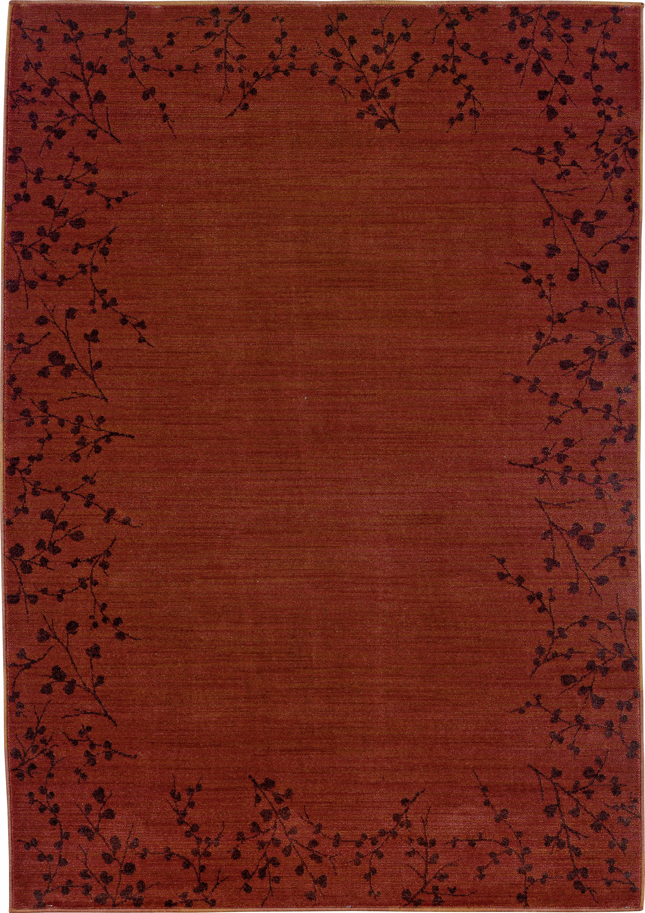 Cherry Blossom Border Red Area Rug
