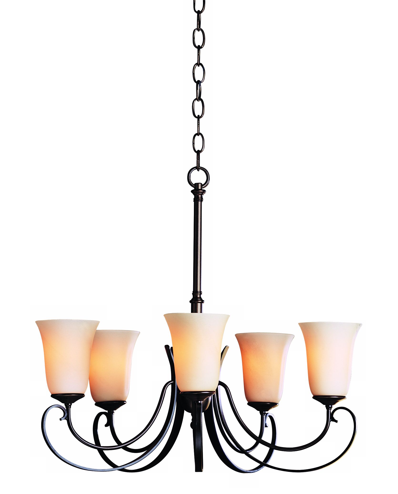 Hubbardton Forge Bronze Five Light Stone Glass Chandelier