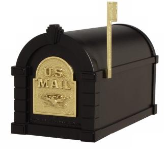 Black with Polished Brass Keystone Mailbox 31362