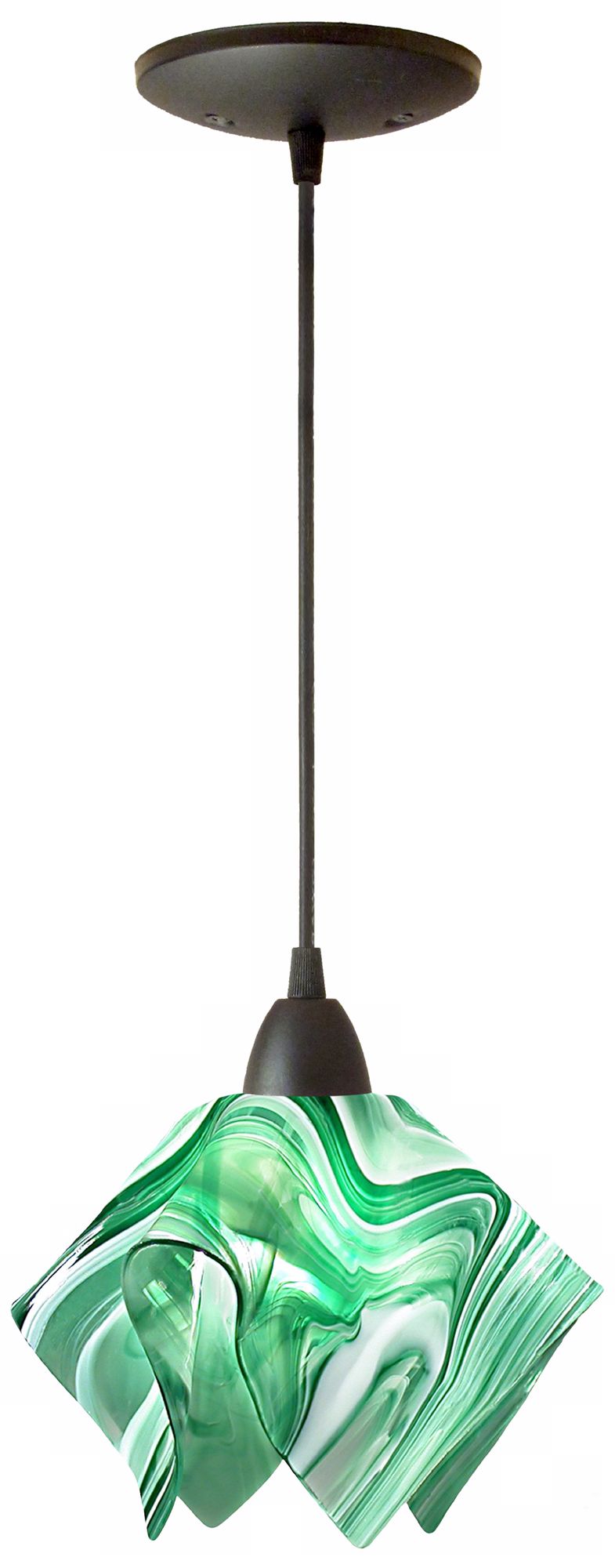 Jezebel Radiance Kelly Green/White Small Flame Pendant Light