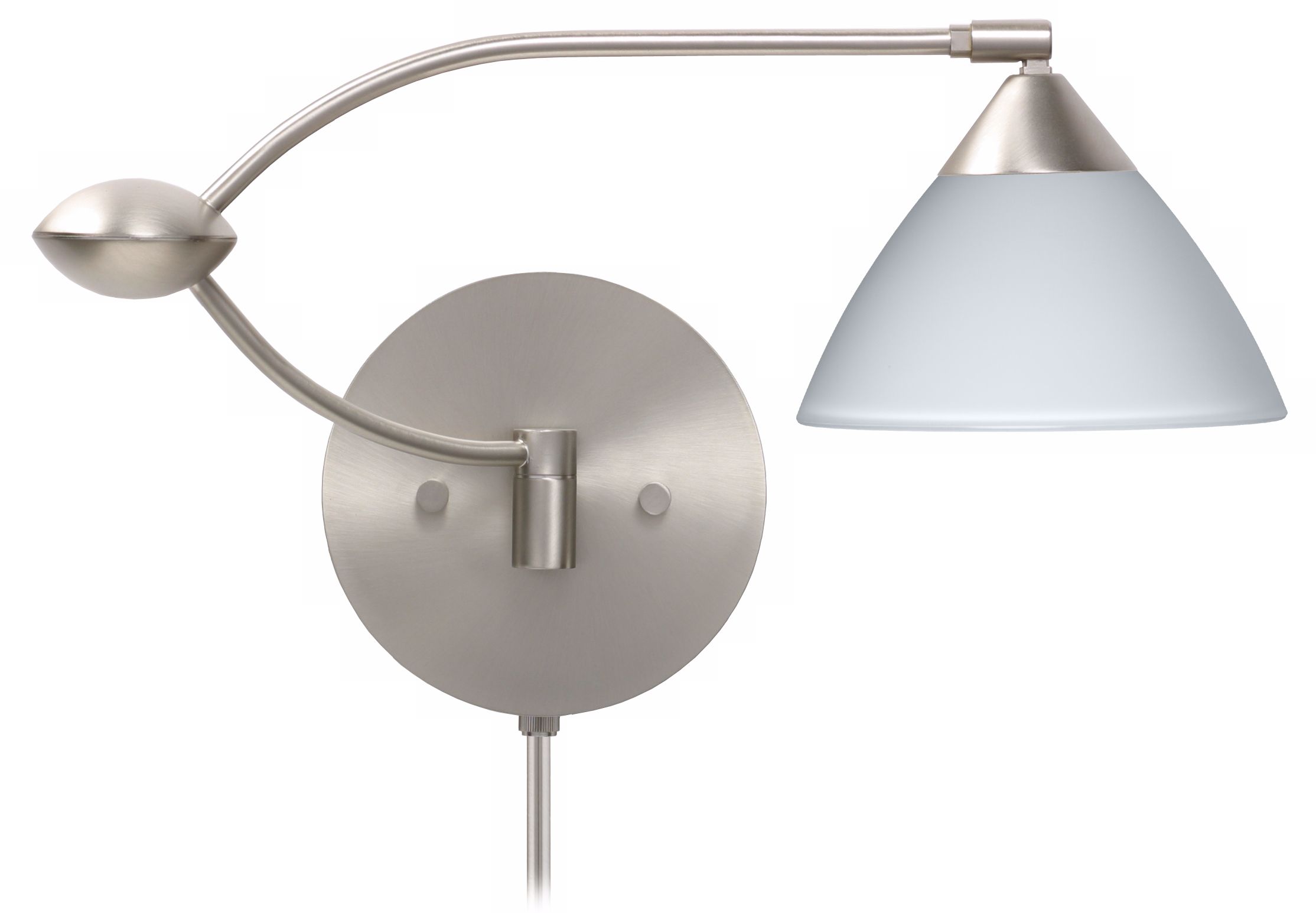 White Glass Double Plug-In Swing Arm Wall Lamp
