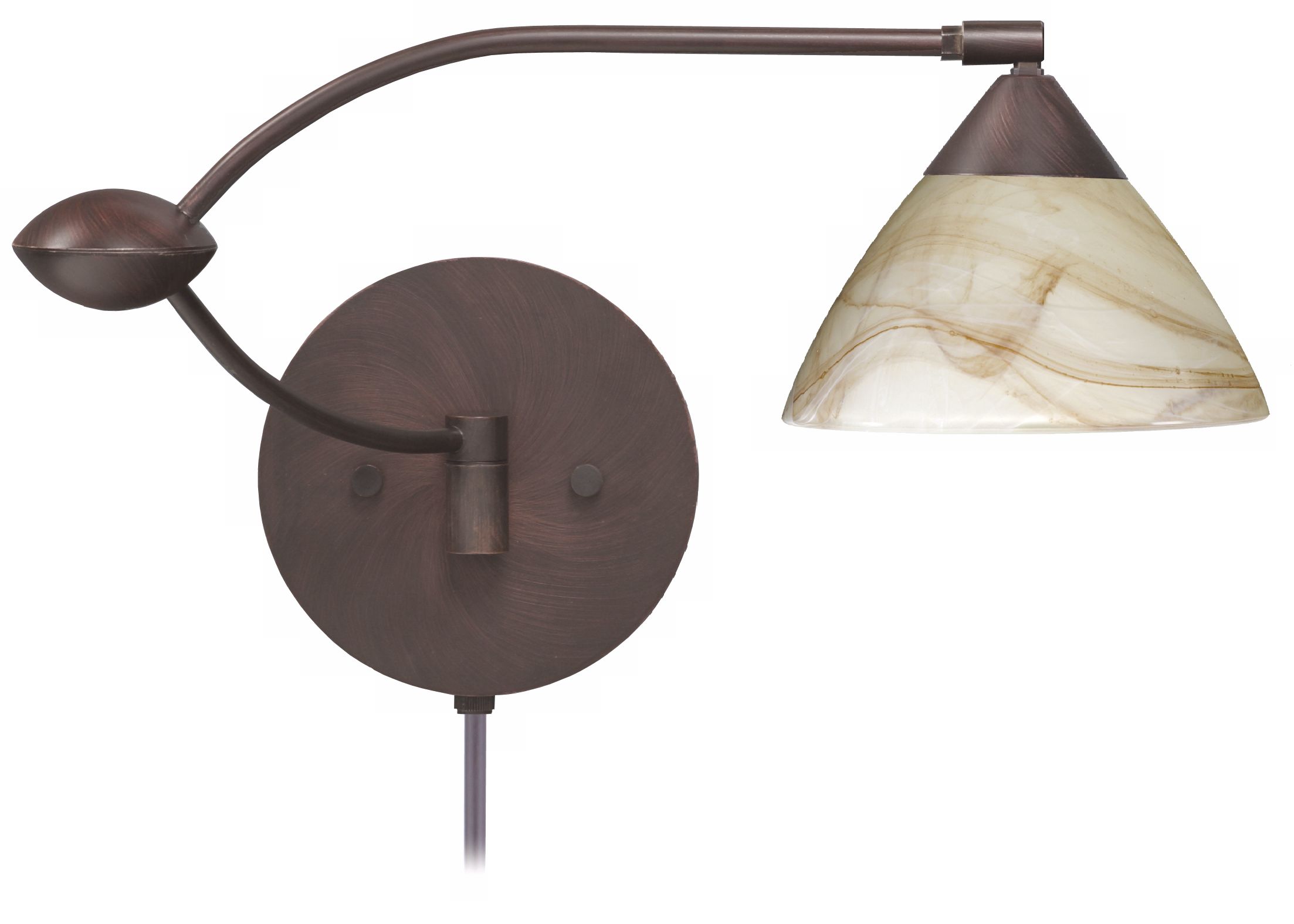 Mocha Glass Plug-In Double Swing Arm Wall Lamp