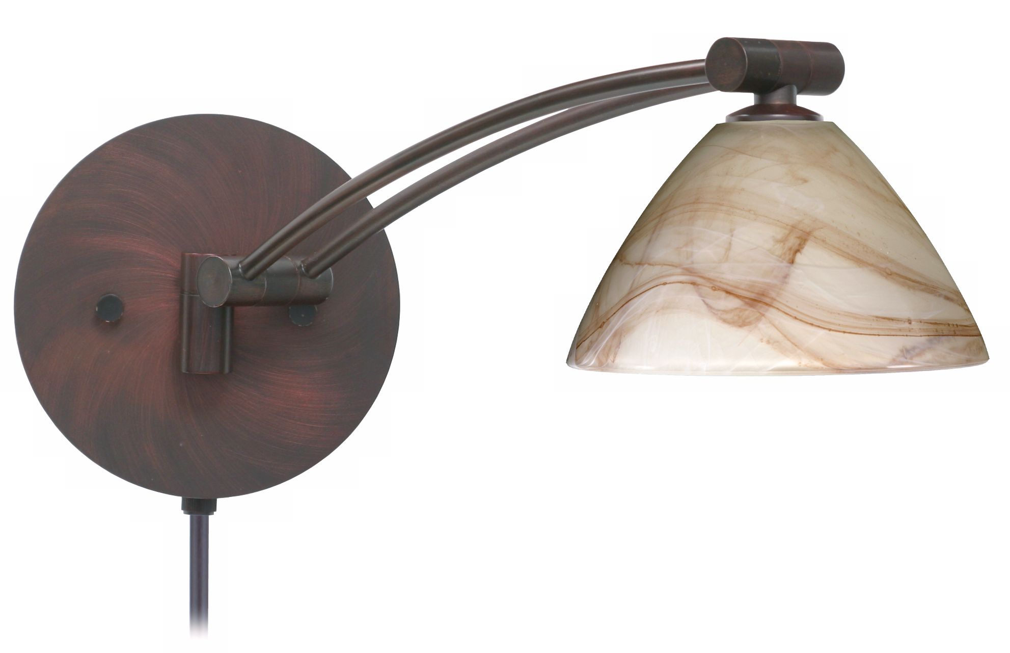 Mocha Glass Bronze Plug-In Swing Arm Wall Lamp