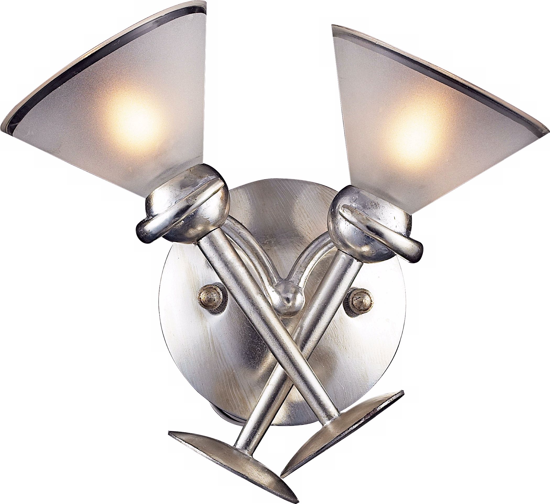 Martini Glass Silver Leaf Finish 2-Light Wall Sconce