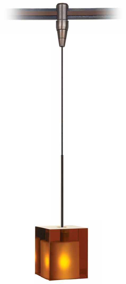 Cube Amber Glass Bronze Tech Lighting MonoPoint Pendant