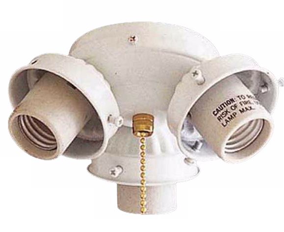 White Finish Polished Brass 3 Light Ceiling Fan Light Kit 32341