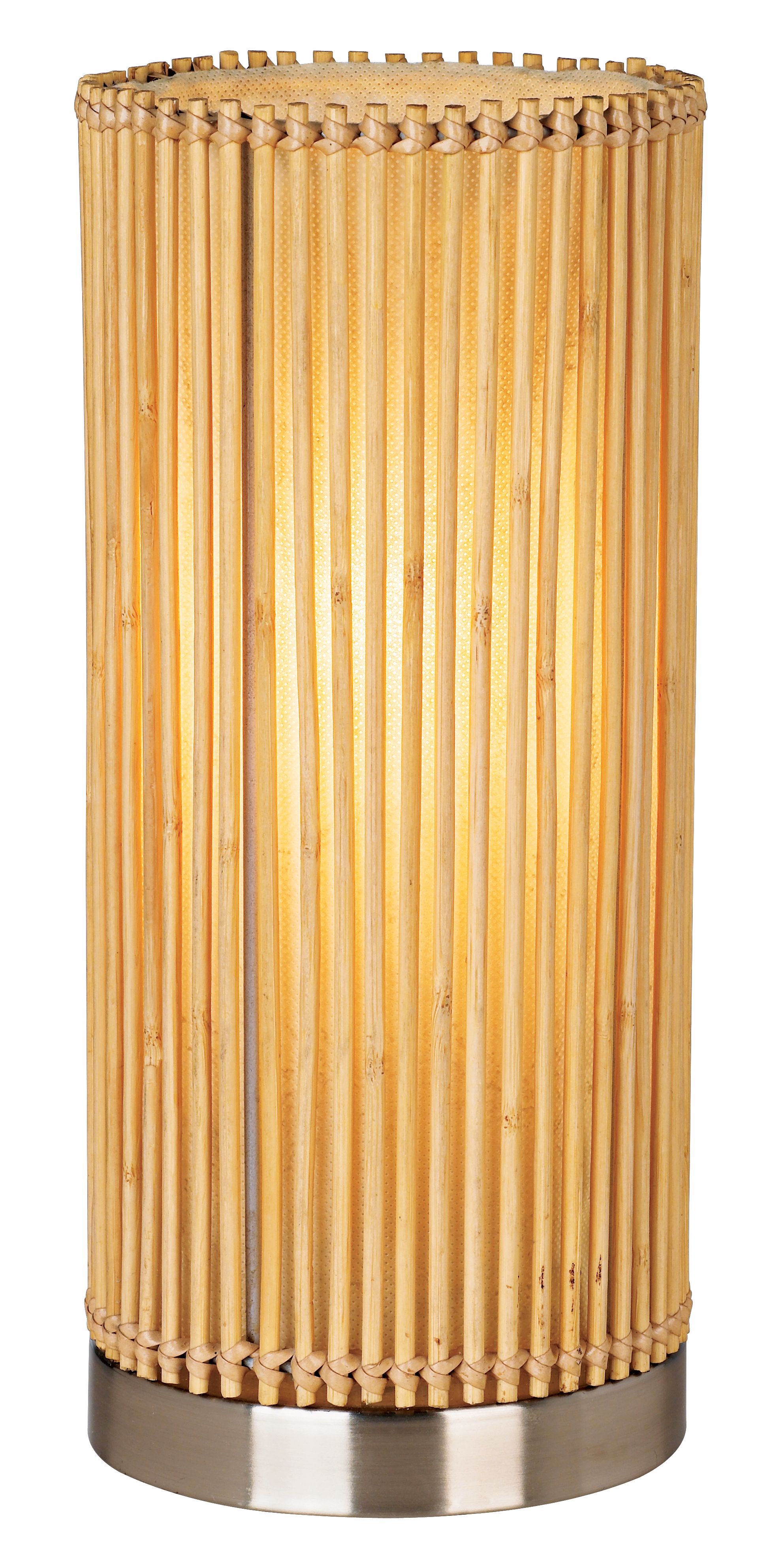 Rattan and Linen Cylinder Accent Lamp