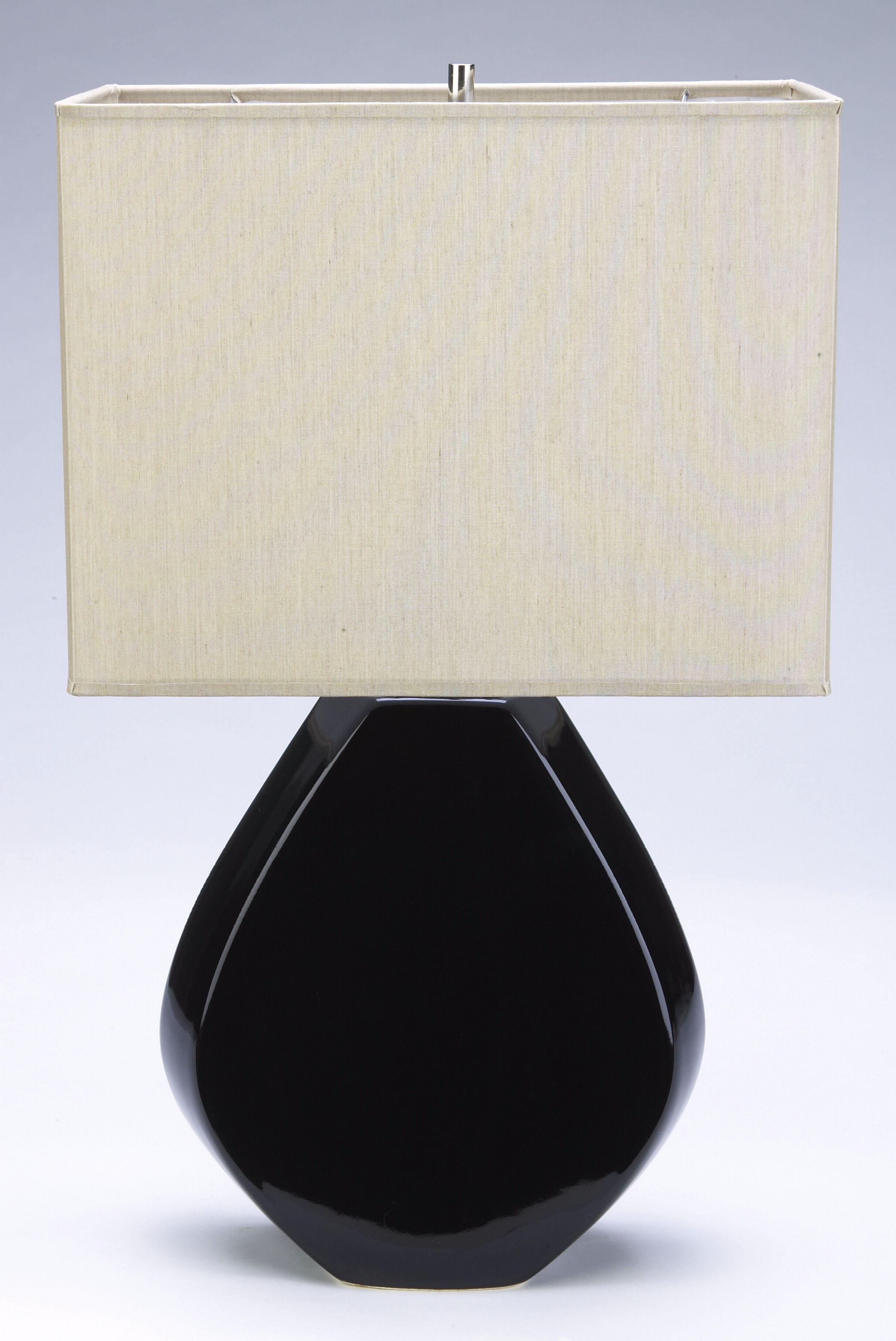 Haeger Potteries Ebony Black Ceramic Octagon Table Lamp