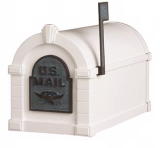 White and Verde Brass Finish Keystone Mailbox 32466