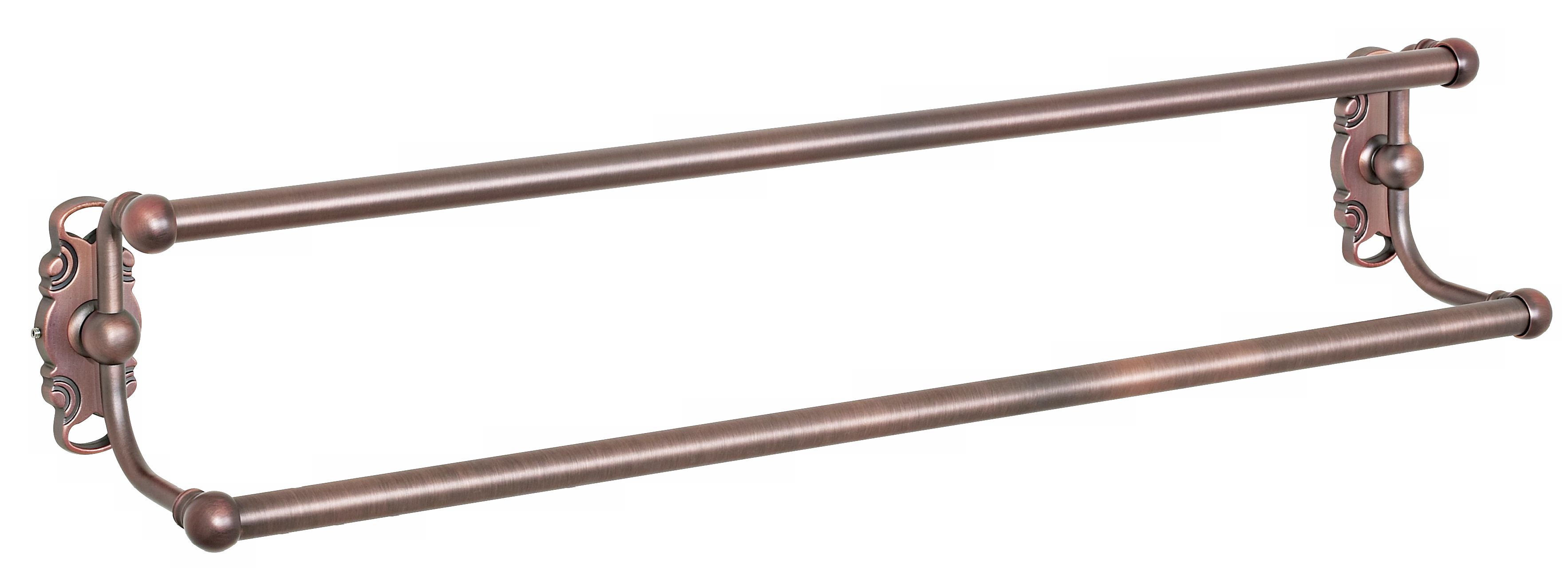 Distressed Copper Finish Stylized Base 24" Double Towel Bar