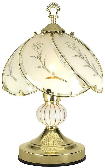 Polished Brass Touch Table Lamp with Brass Finial