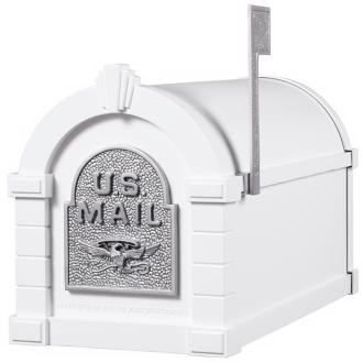 White with Satin Nickel Finish Keystone Mailbox 32922