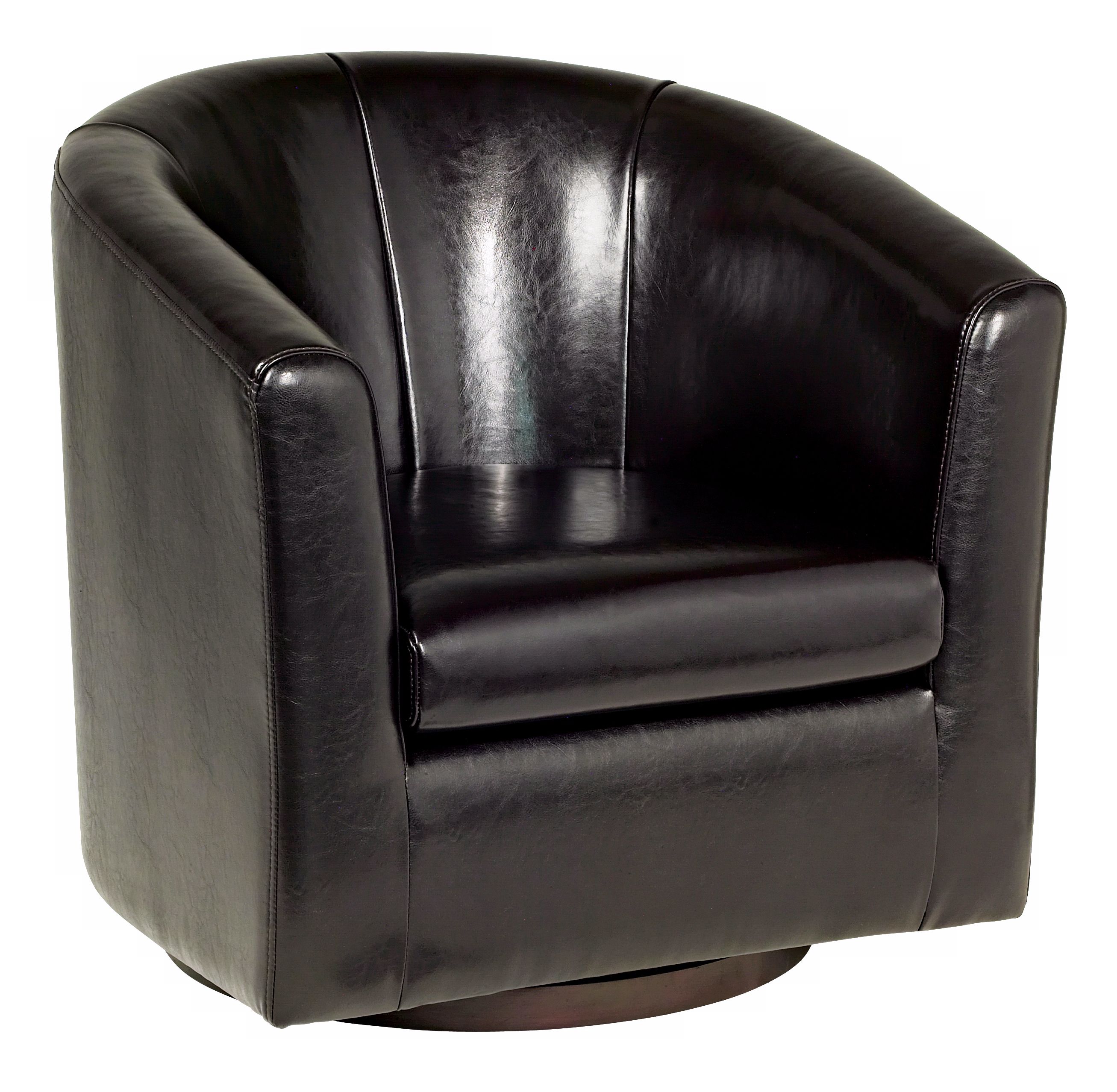 Dark Brown Leather Match Swivel Club Chair