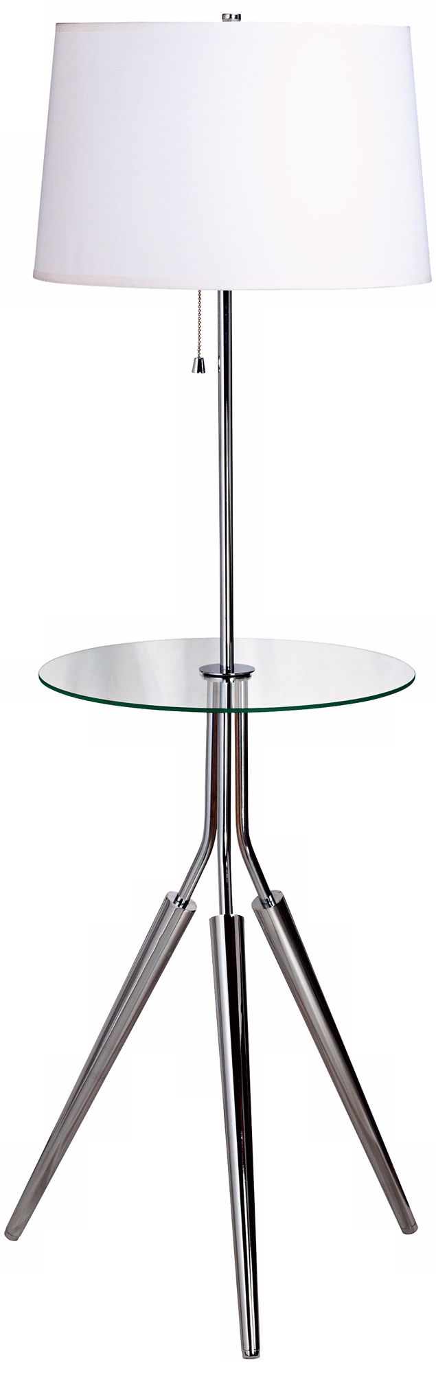 Kenroy Rosie Chrome Finish Glass Tray Table Floor Lamp