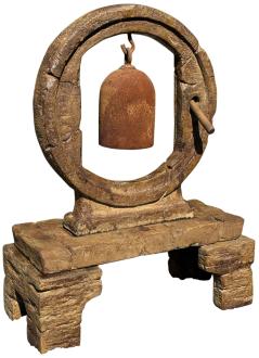 Henri Studio Cast Stone Circle Bell Asian Garden Sculpture 33620