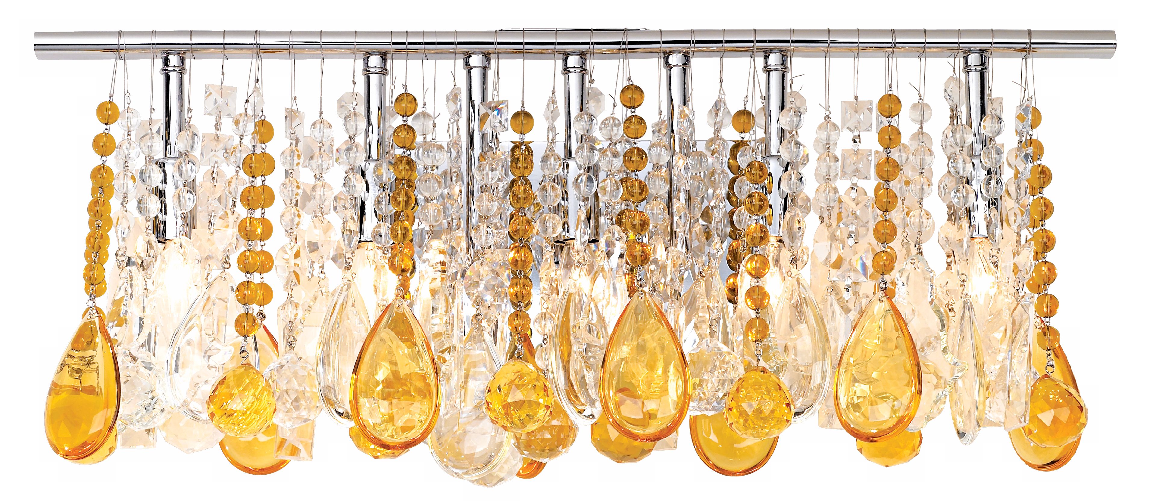 24" Wide Amber and Clear Crystal Five Light Bathroom Fixture