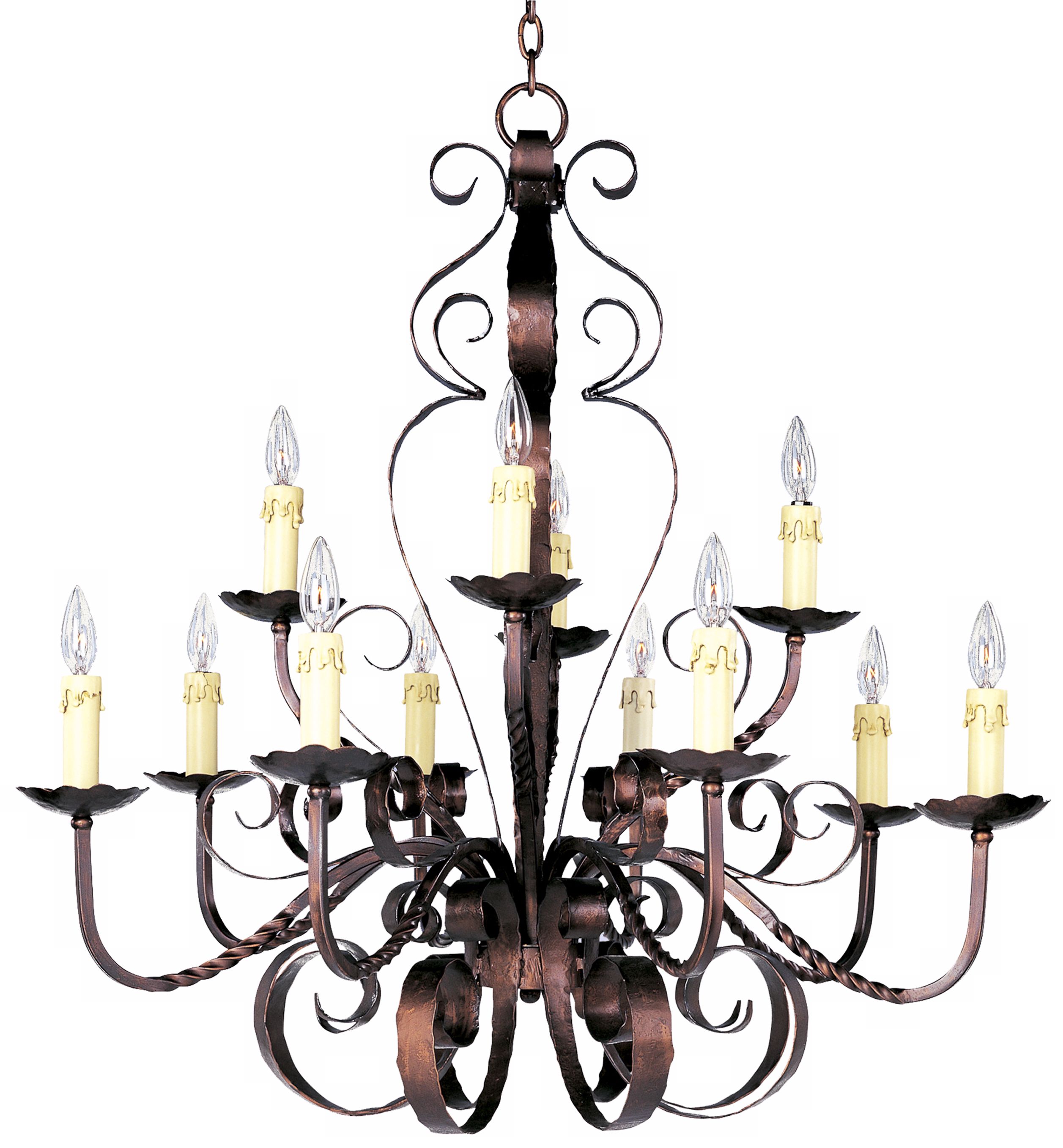 Aspen Collection 36" Wide Two-Tiered Wrought Iron Chandelier