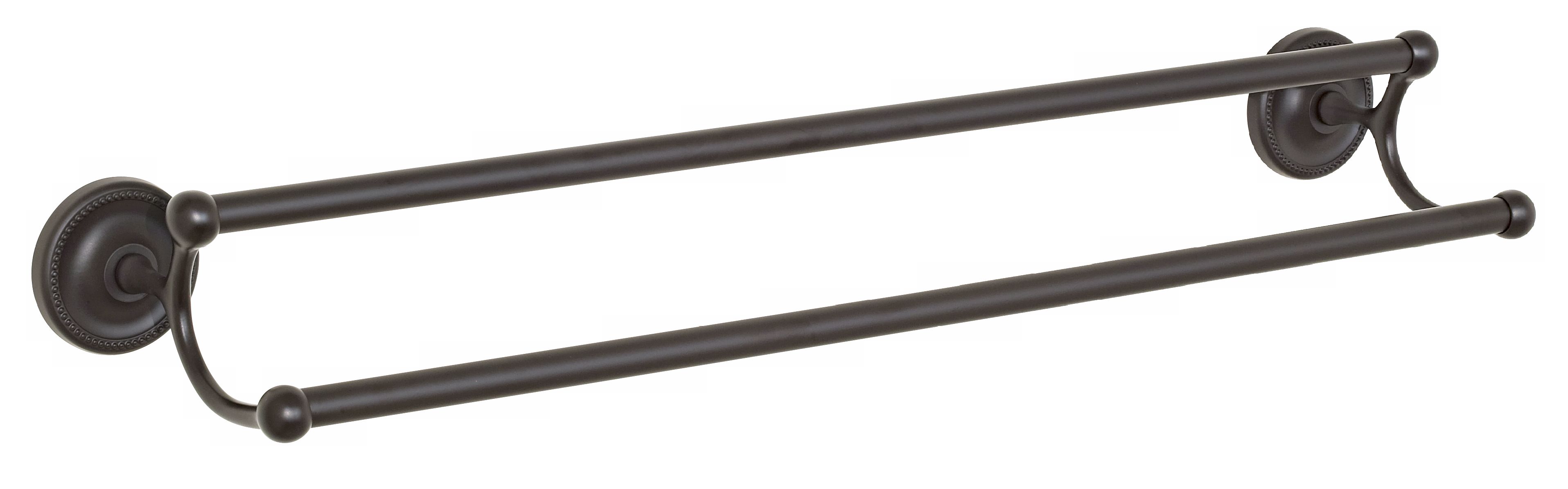 Bronze Finish Beaded Double 24" Wide Bath Towel Bar