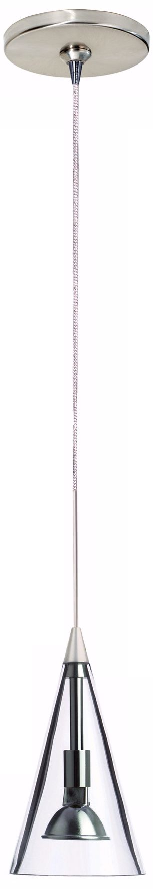 Cone Satin Nickel Clear Glass Mini Pendant