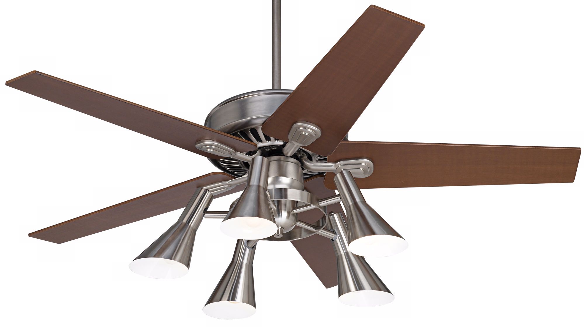 52" Windstar II Brushed Steel with Walnut Ceiling Fan