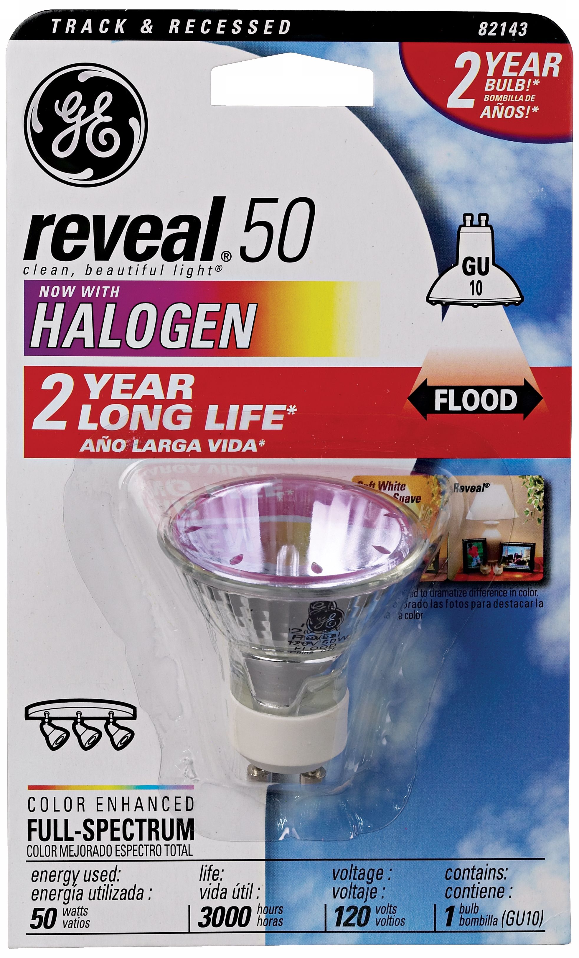 GE Reveal 50 Watt GU10 Halogen Light Bulb
