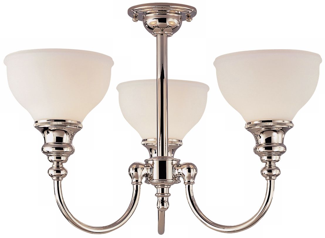 Sutton Three Light Polished Nickel Ceiling Light